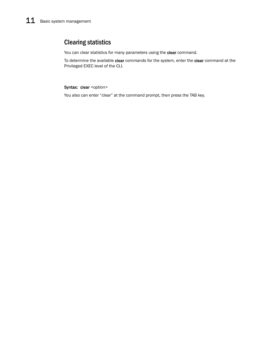 Clearing statistics | Brocade Communications Systems Brocade ICX 6650 User Manual | Page 266 / 330