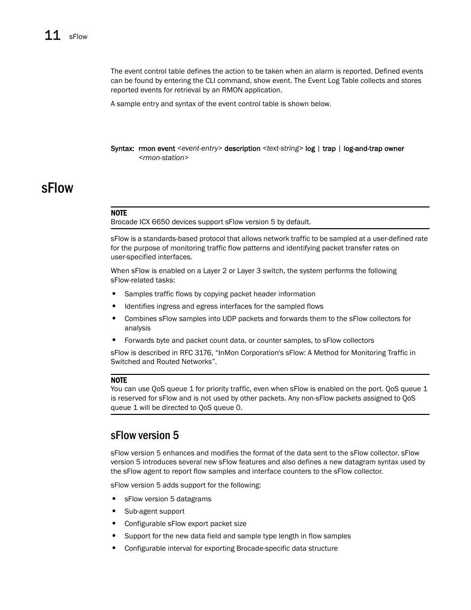 Sflow, Sflow version 5 | Brocade Communications Systems Brocade ICX 6650 User Manual | Page 272 / 330