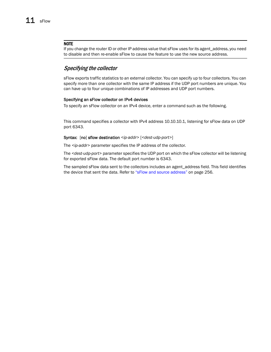 Specifying the collector | Brocade Communications Systems Brocade ICX 6650 User Manual | Page 276 / 330