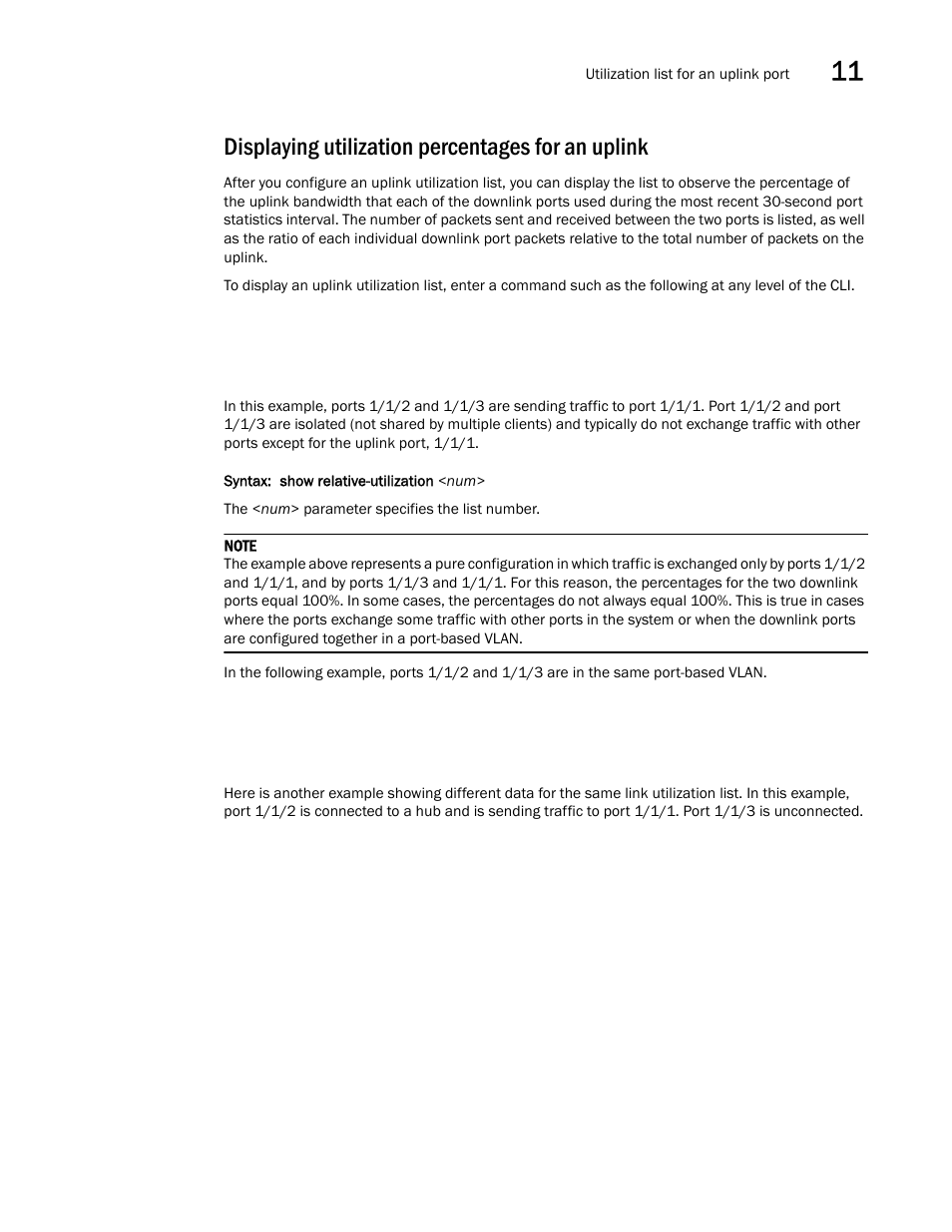 Displaying utilization percentages for an uplink | Brocade Communications Systems Brocade ICX 6650 User Manual | Page 289 / 330