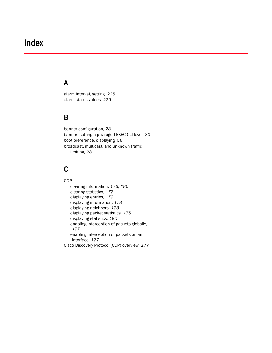 Index | Brocade Communications Systems Brocade ICX 6650 User Manual | Page 319 / 330