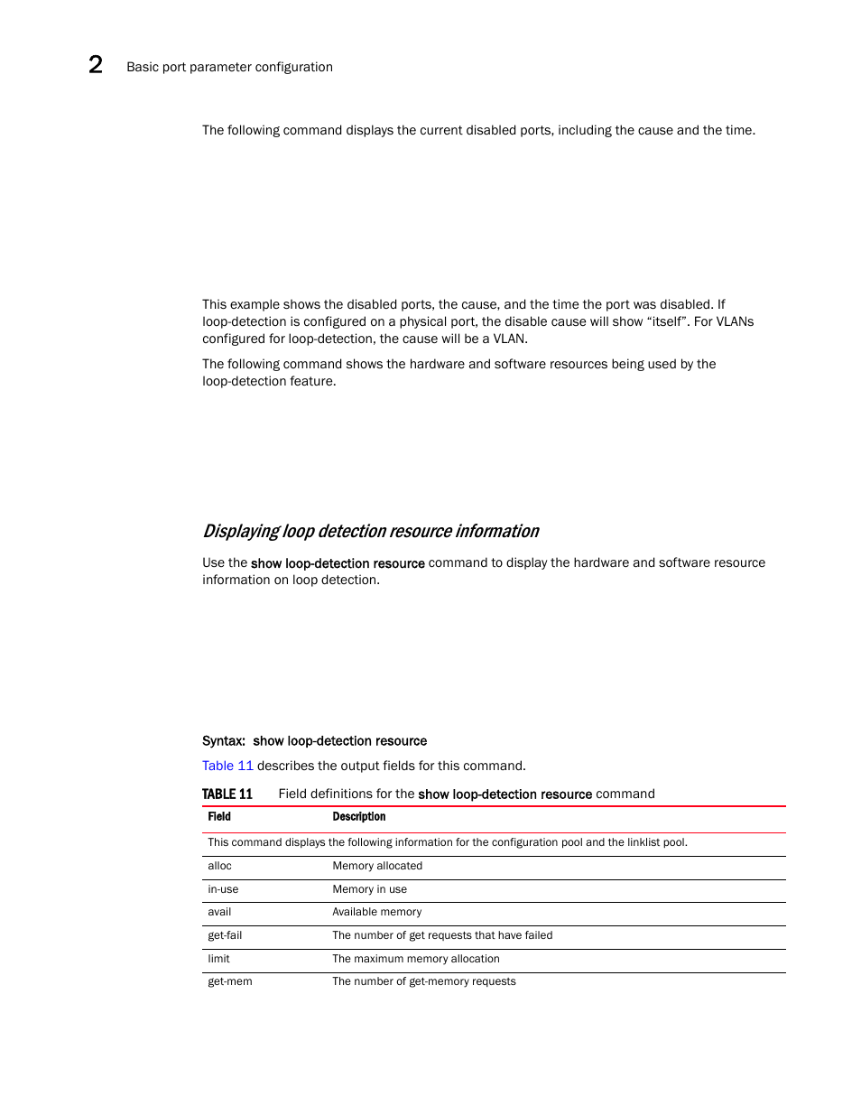 Displaying loop detection resource information | Brocade Communications Systems Brocade ICX 6650 User Manual | Page 64 / 330