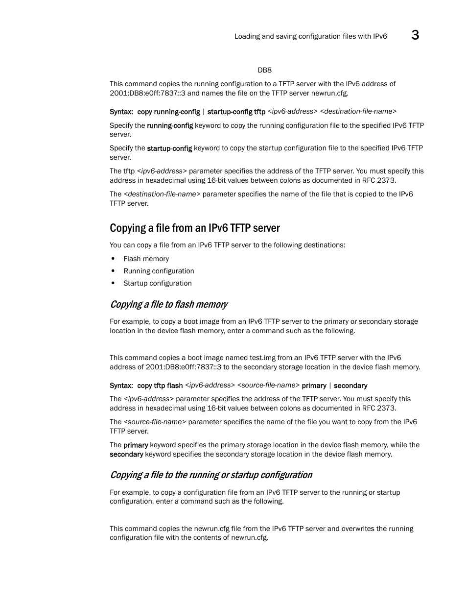 Copying a file from an ipv6 tftp server | Brocade Communications Systems Brocade ICX 6650 User Manual | Page 81 / 330