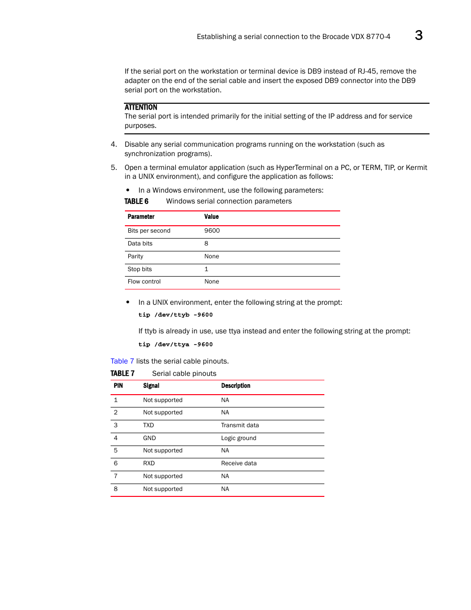 Table 6, Table 7 | Brocade Communications Systems Brocade VDX 8770-4 User Manual | Page 41 / 116