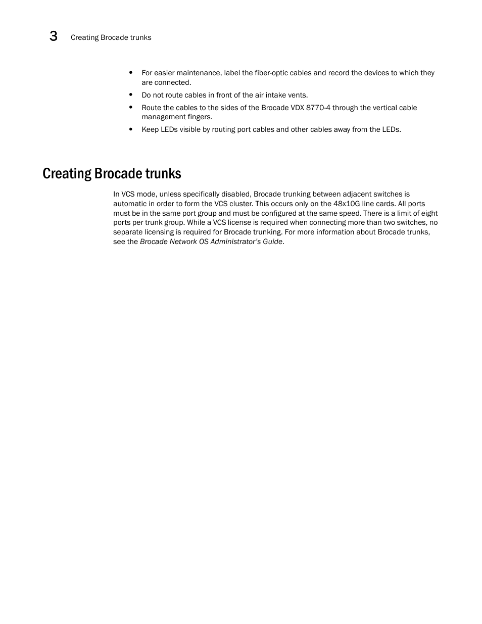 Creating brocade trunks | Brocade Communications Systems Brocade VDX 8770-4 User Manual | Page 54 / 116
