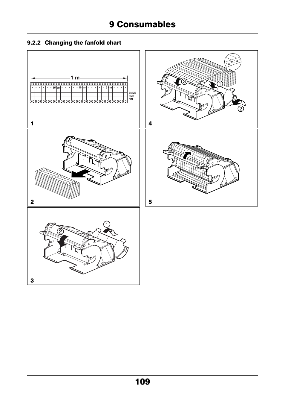 2 changing the fanfold chart, 9 consumables 109 | JUMO 706021 LOGOLINE 500d Line Recorder Operating Manual User Manual | Page 109 / 140