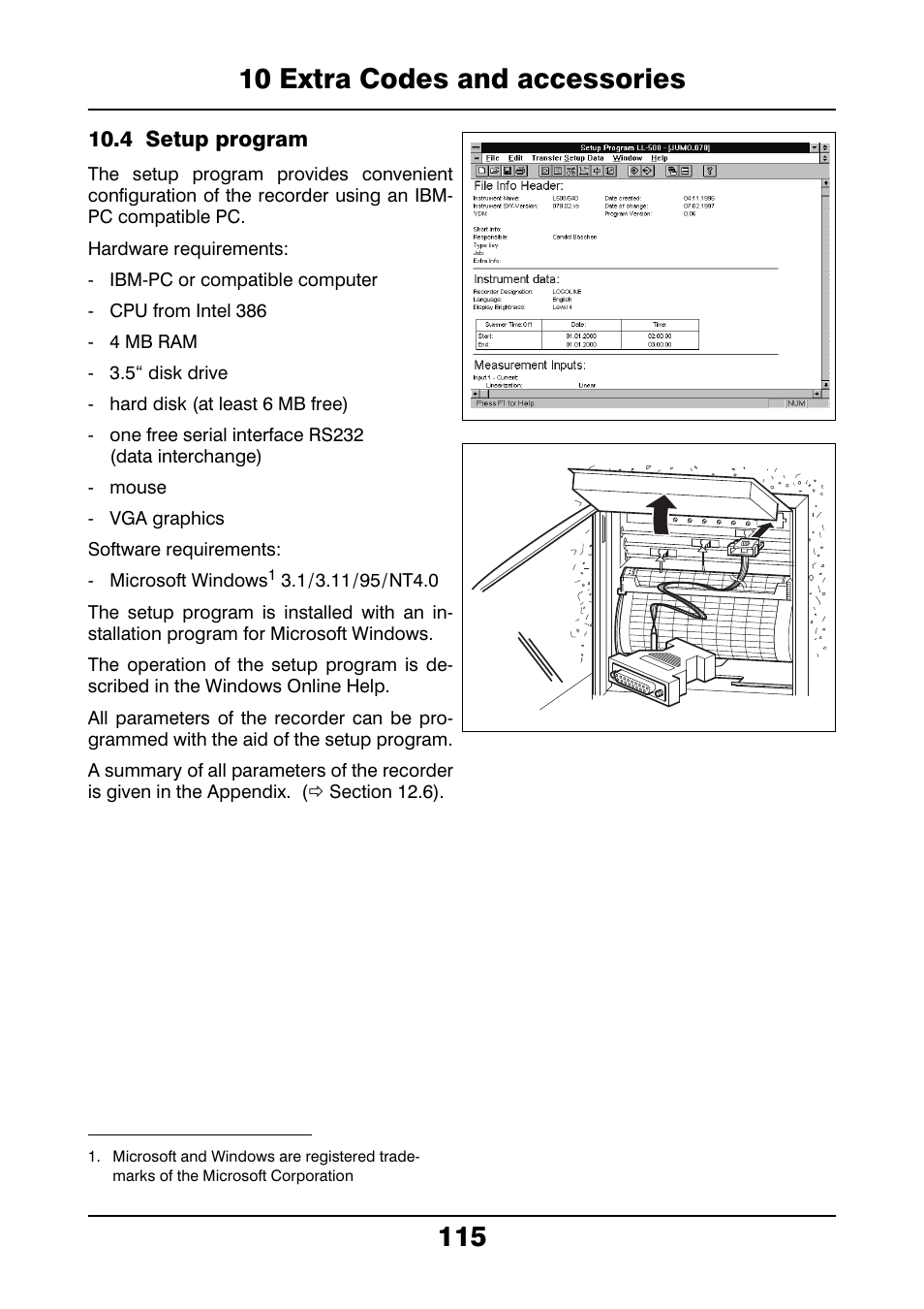 4 setup program, Setup program | JUMO 706021 LOGOLINE 500d Line Recorder Operating Manual User Manual | Page 115 / 140