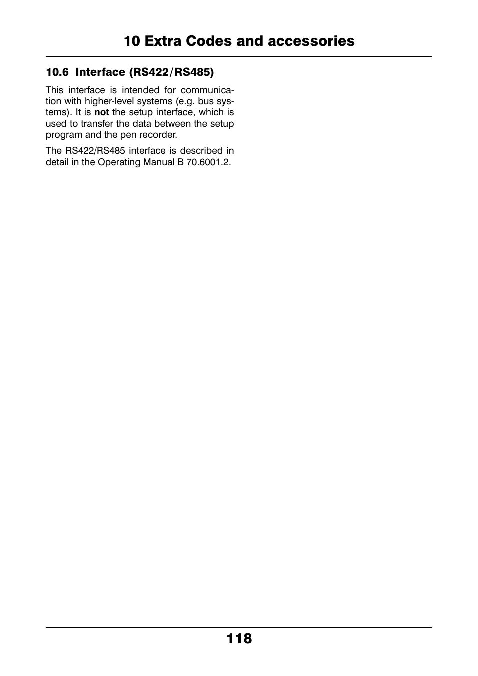 6 interface (rs422 / rs485), Interface (rs422/rs485) | JUMO 706021 LOGOLINE 500d Line Recorder Operating Manual User Manual | Page 118 / 140