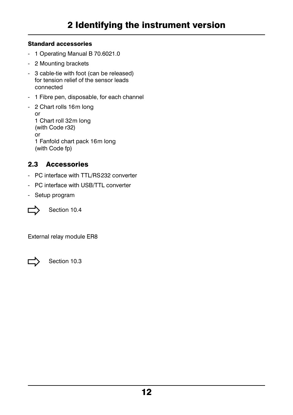 3 accessories, Accessories, 2 identifying the instrument version 12 | JUMO 706021 LOGOLINE 500d Line Recorder Operating Manual User Manual | Page 12 / 140