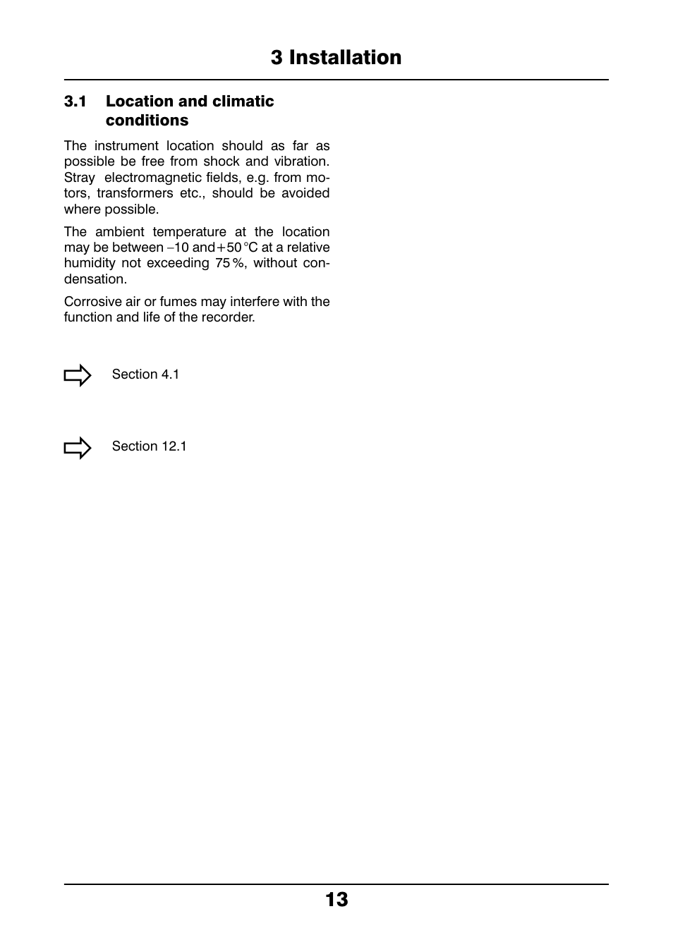 3 installation, 1 location and climatic conditions, Installation | Location and climatic conditions | JUMO 706021 LOGOLINE 500d Line Recorder Operating Manual User Manual | Page 13 / 140