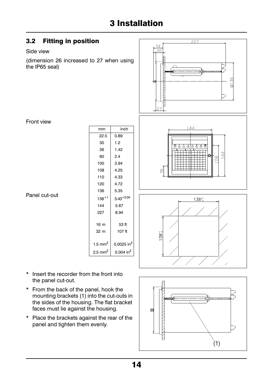 2 fitting in position, Fitting in position, 3 installation 14 | JUMO 706021 LOGOLINE 500d Line Recorder Operating Manual User Manual | Page 14 / 140