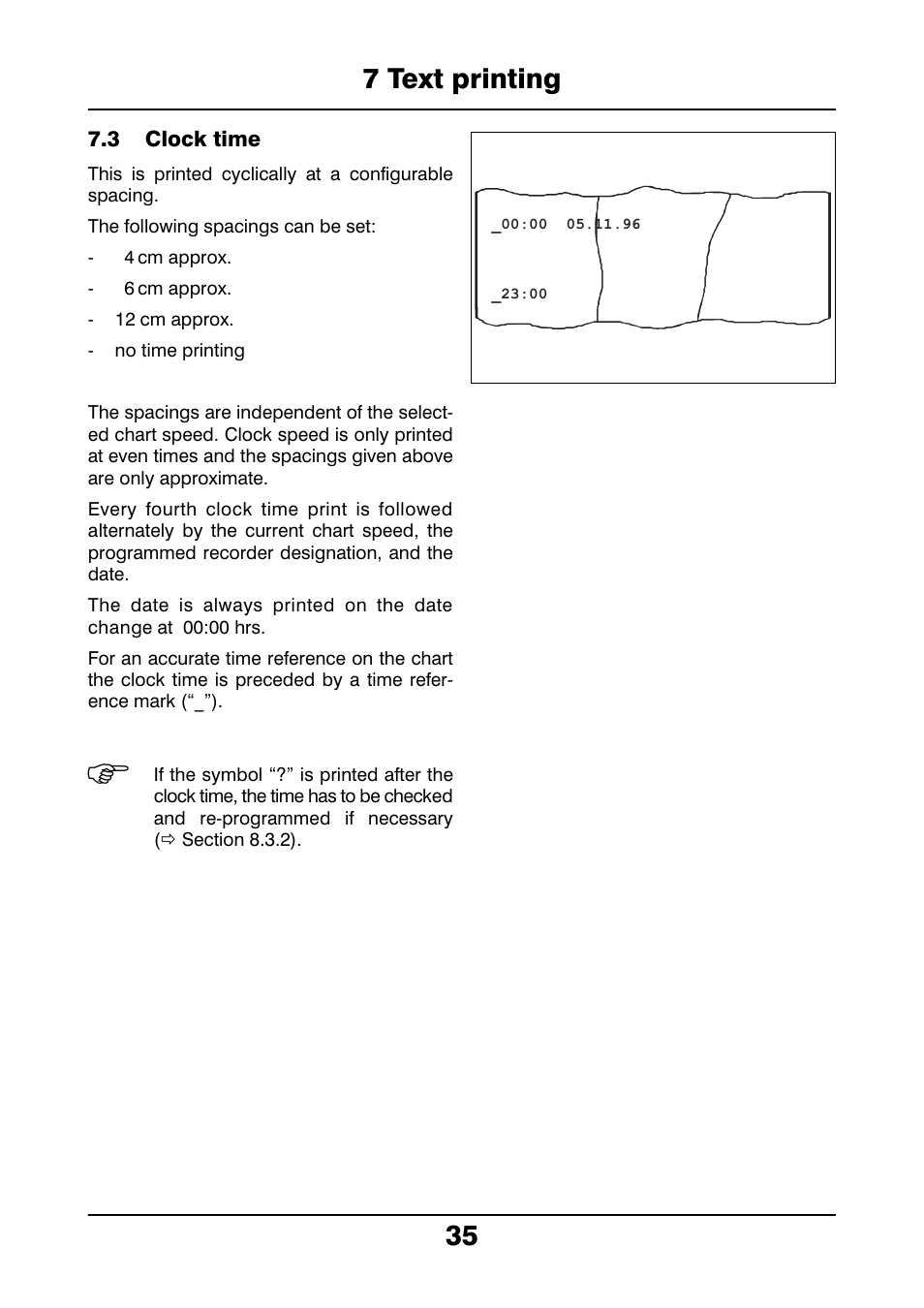 3 clock time, Clock time, 7 text printing 35 | JUMO 706021 LOGOLINE 500d Line Recorder Operating Manual User Manual | Page 35 / 140