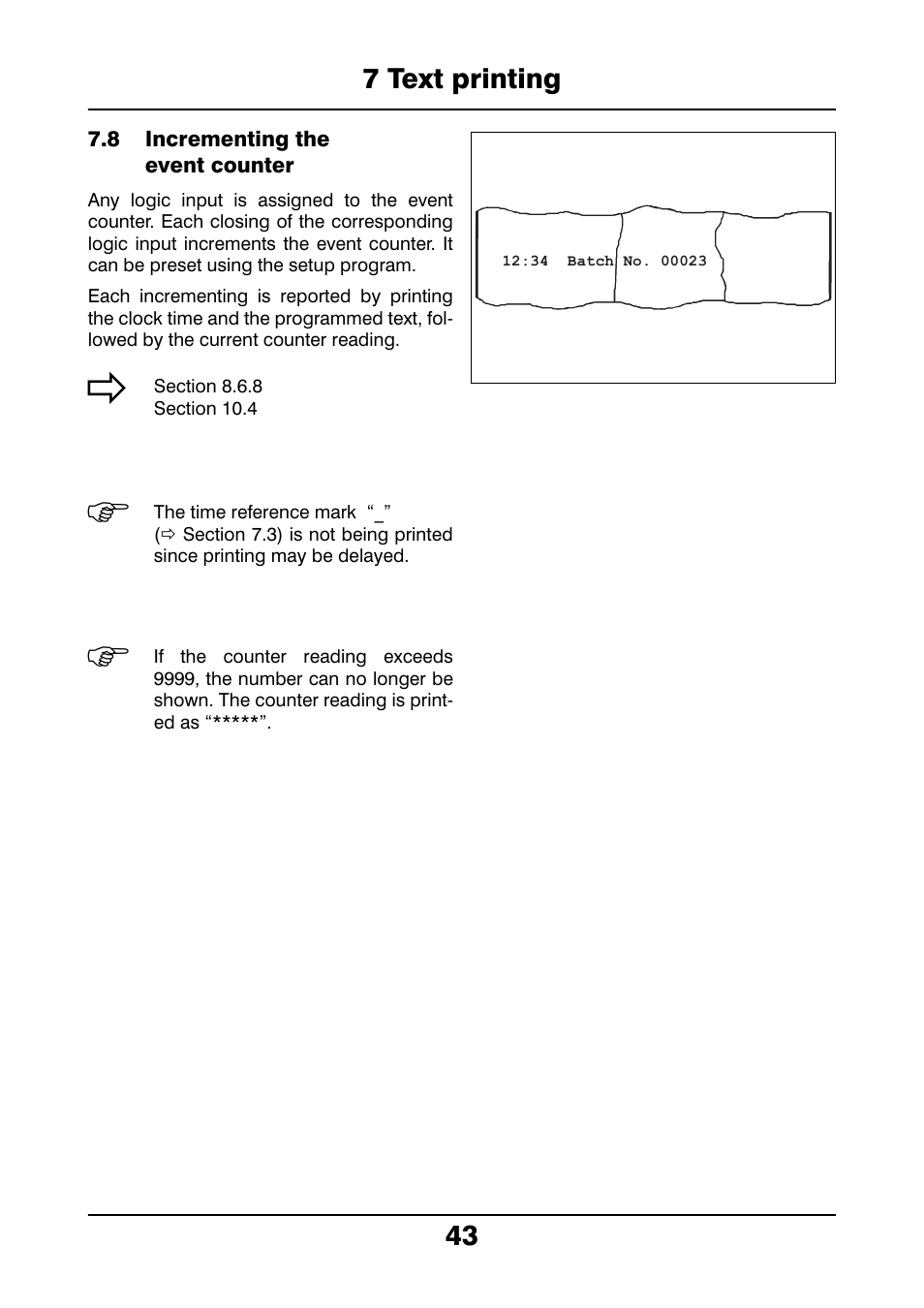 8 incrementing the event counter, Incrementing the event counter | JUMO 706021 LOGOLINE 500d Line Recorder Operating Manual User Manual | Page 43 / 140