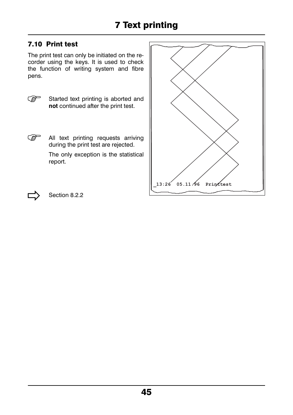 10 print test, Print test | JUMO 706021 LOGOLINE 500d Line Recorder Operating Manual User Manual | Page 45 / 140