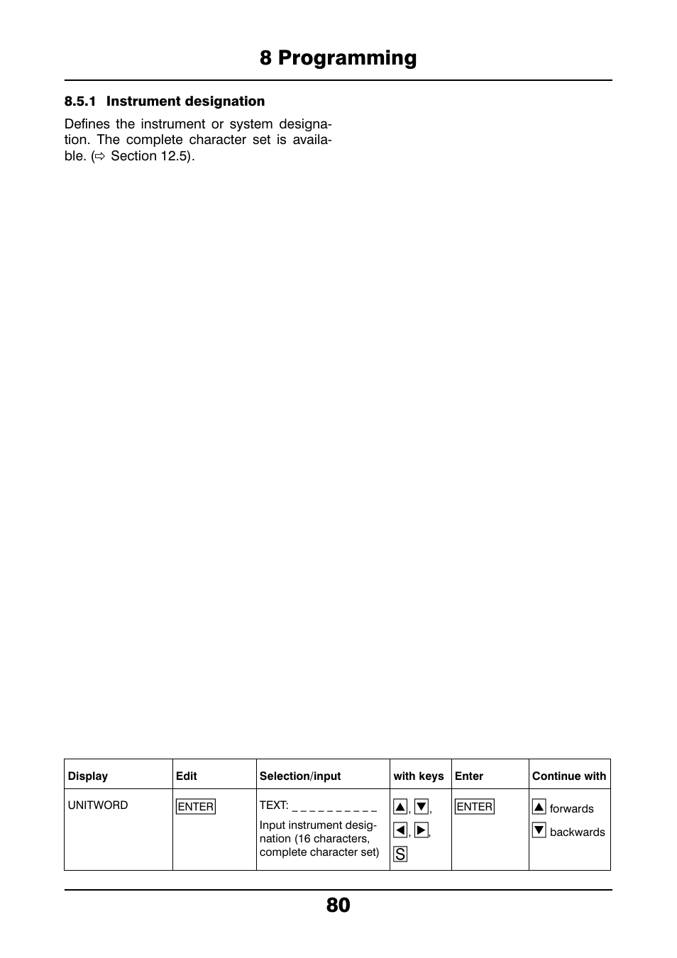 1 instrument designation, 8 programming 80, Se h | JUMO 706021 LOGOLINE 500d Line Recorder Operating Manual User Manual | Page 80 / 140
