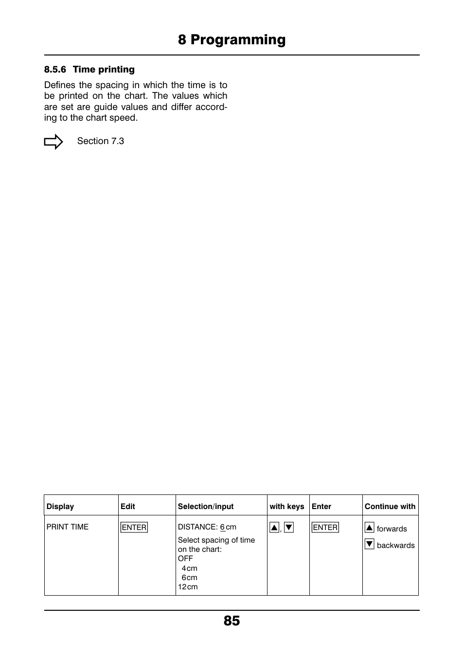 6 time printing, 8 programming 85 | JUMO 706021 LOGOLINE 500d Line Recorder Operating Manual User Manual | Page 85 / 140