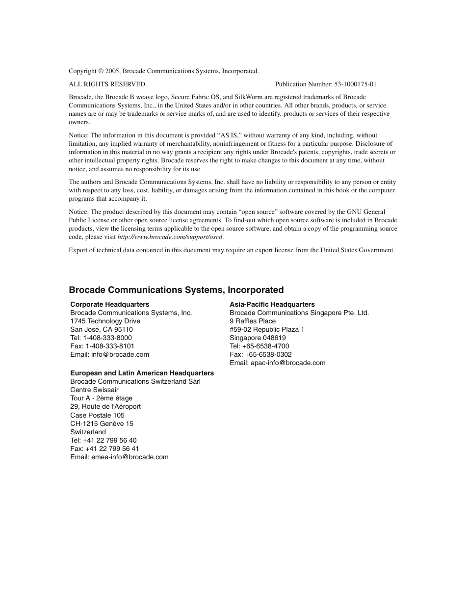 Brocade communications systems, incorporated | Brocade Communications Systems SILKWORM 4016 User Manual | Page 2 / 54