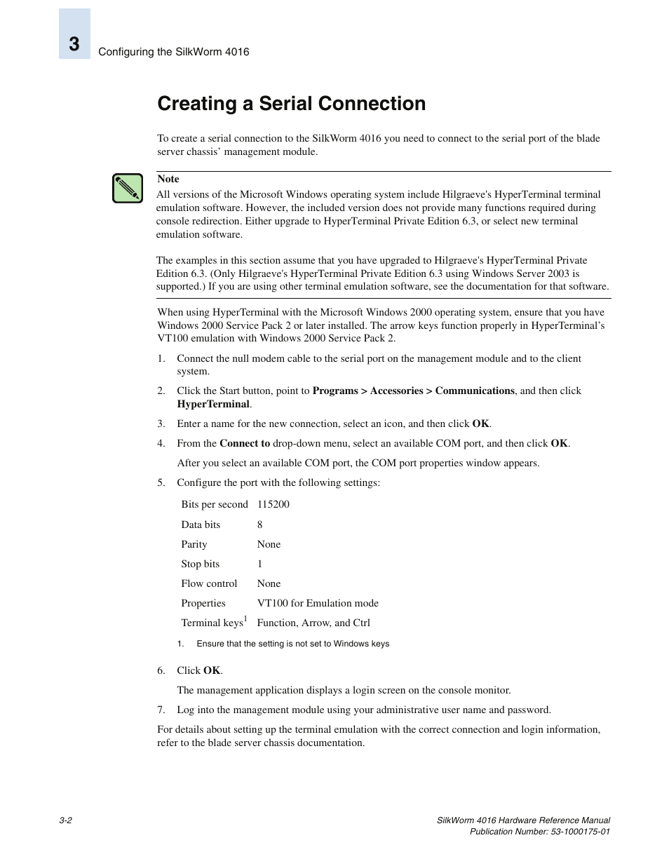 Creating a serial connection, 3creating a serial connection | Brocade Communications Systems SILKWORM 4016 User Manual | Page 28 / 54