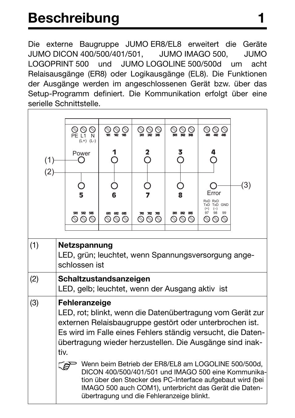 Beschreibung 1 | JUMO 706030 LOGOPRINT 500 Printing Recorder External Relay Module/Logic Module Operating Manual User Manual | Page 2 / 24