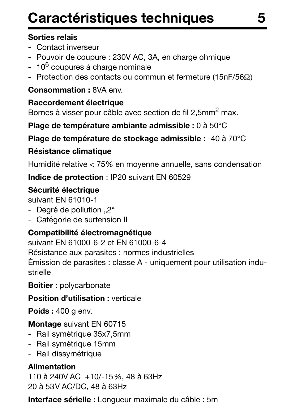 Caractéristiques techniques 5 | JUMO 706030 LOGOPRINT 500 Printing Recorder External Relay Module/Logic Module Operating Manual User Manual | Page 22 / 24