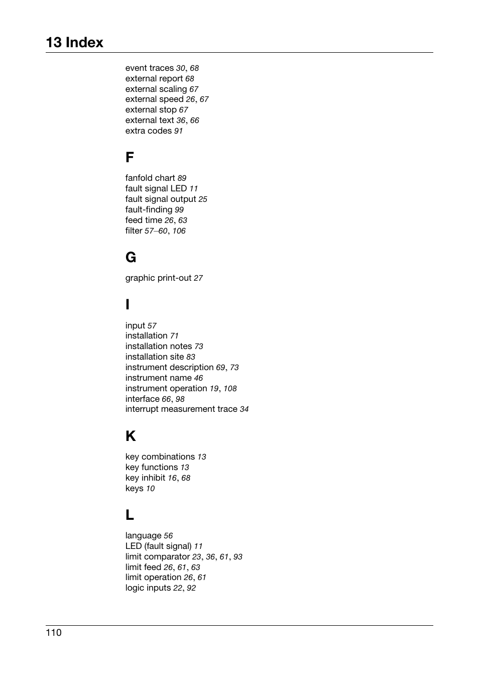 13 index | JUMO 706030 LOGOPRINT 500 Printing Recorder Operating Manual User Manual | Page 110 / 116