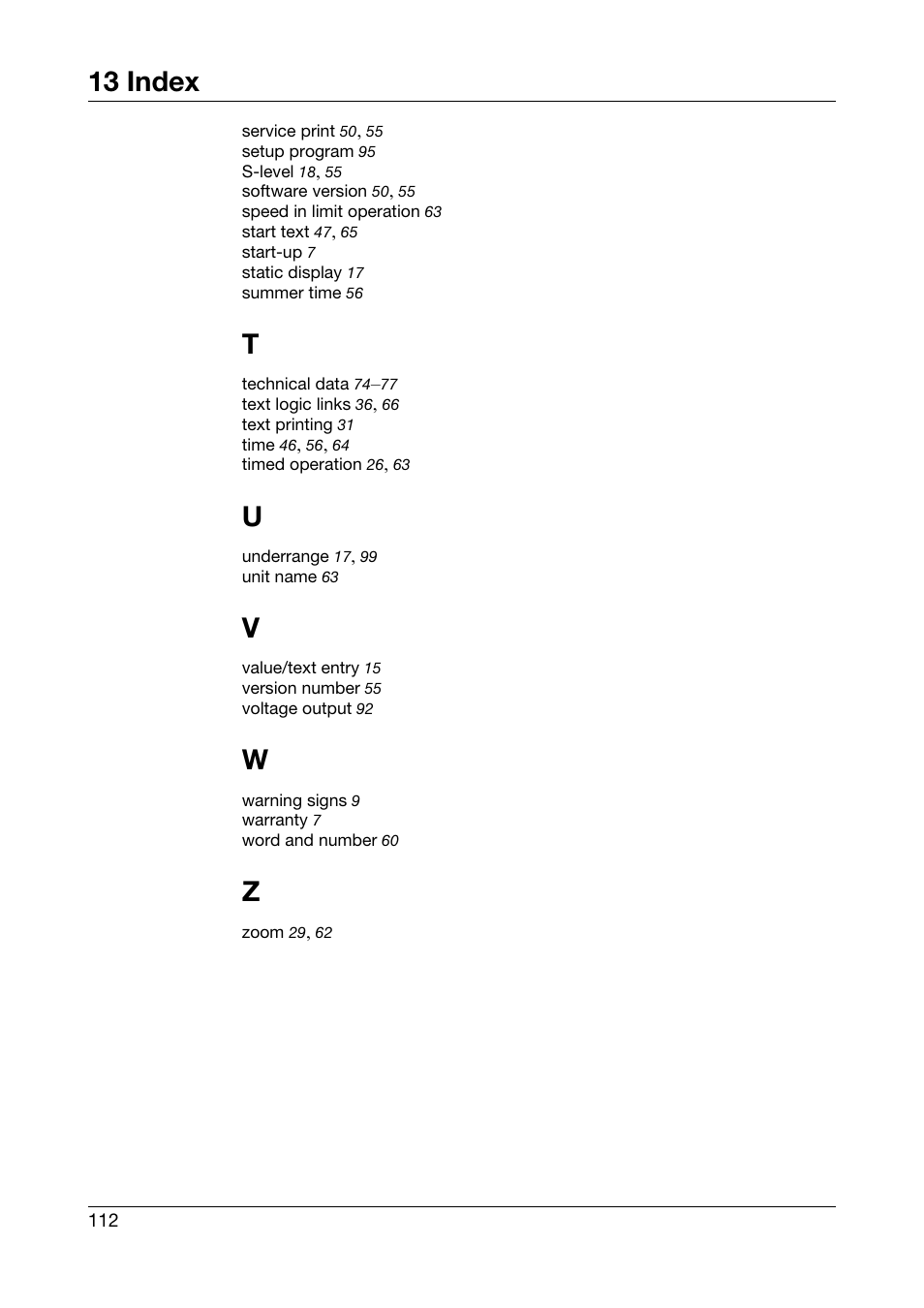 13 index | JUMO 706030 LOGOPRINT 500 Printing Recorder Operating Manual User Manual | Page 112 / 116