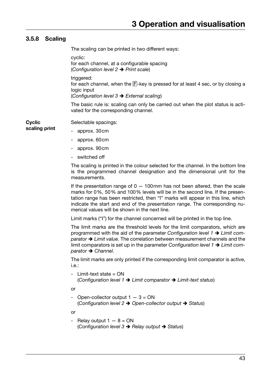 8 scaling, 3 operation and visualisation | JUMO 706030 LOGOPRINT 500 Printing Recorder Operating Manual User Manual | Page 43 / 116