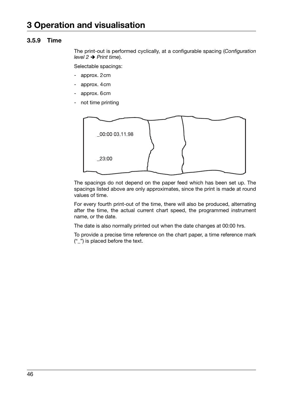 9 time, 3 operation and visualisation | JUMO 706030 LOGOPRINT 500 Printing Recorder Operating Manual User Manual | Page 46 / 116