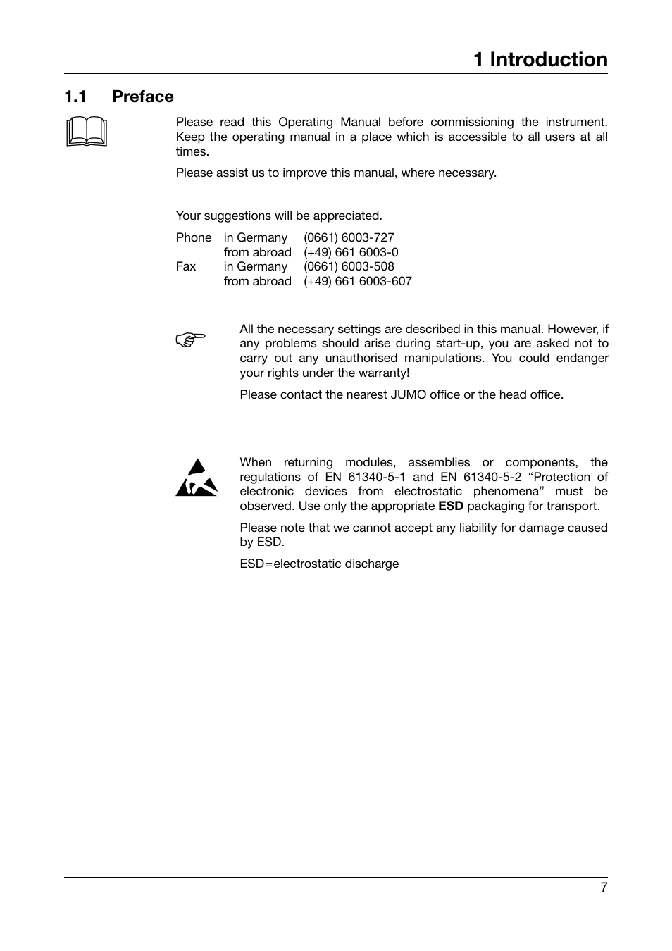 1 introduction, 1 preface, Introduction | Preface | JUMO 706030 LOGOPRINT 500 Printing Recorder Operating Manual User Manual | Page 7 / 116