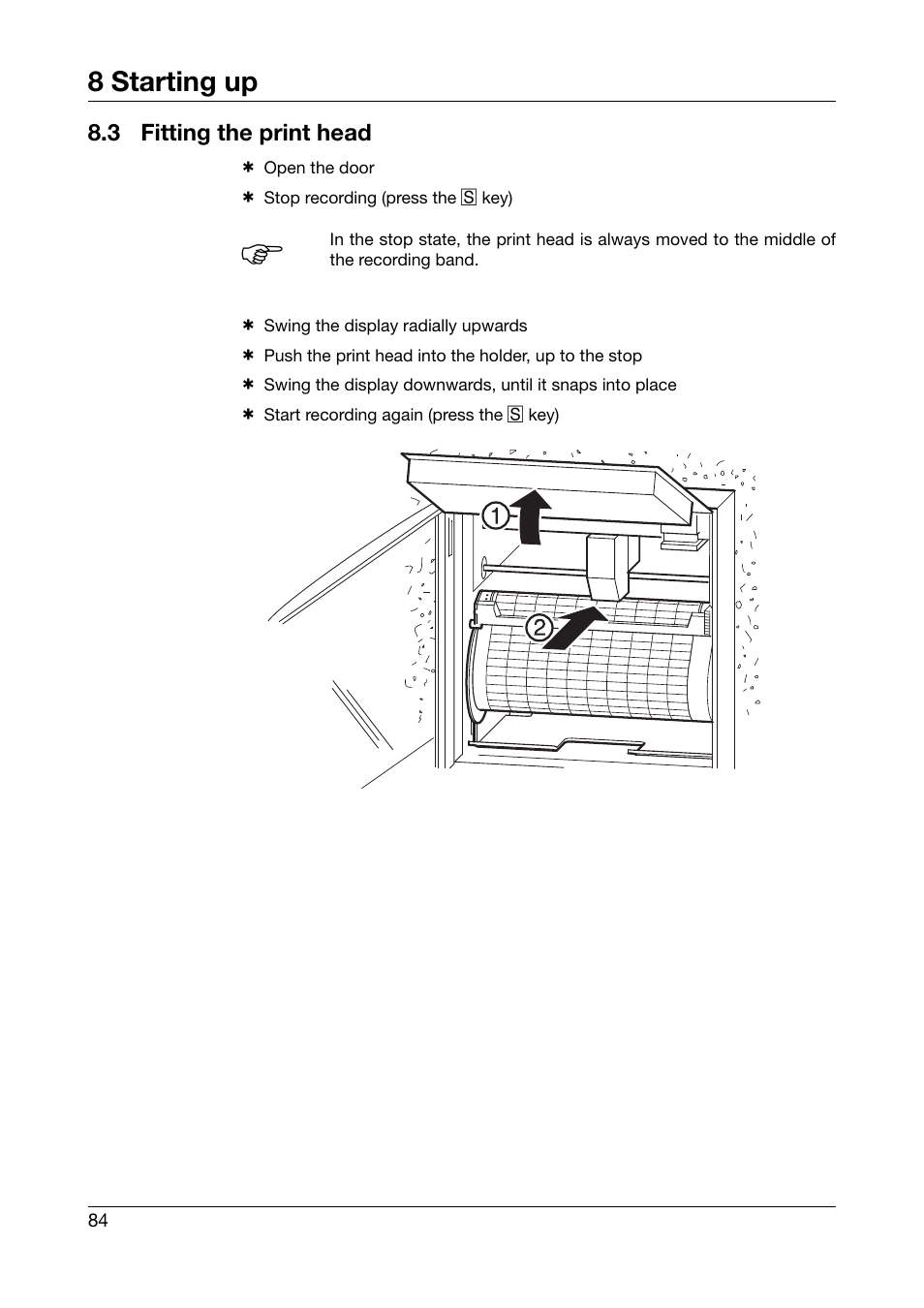 3 fitting the print head, Fitting the print head | JUMO 706030 LOGOPRINT 500 Printing Recorder Operating Manual User Manual | Page 84 / 116