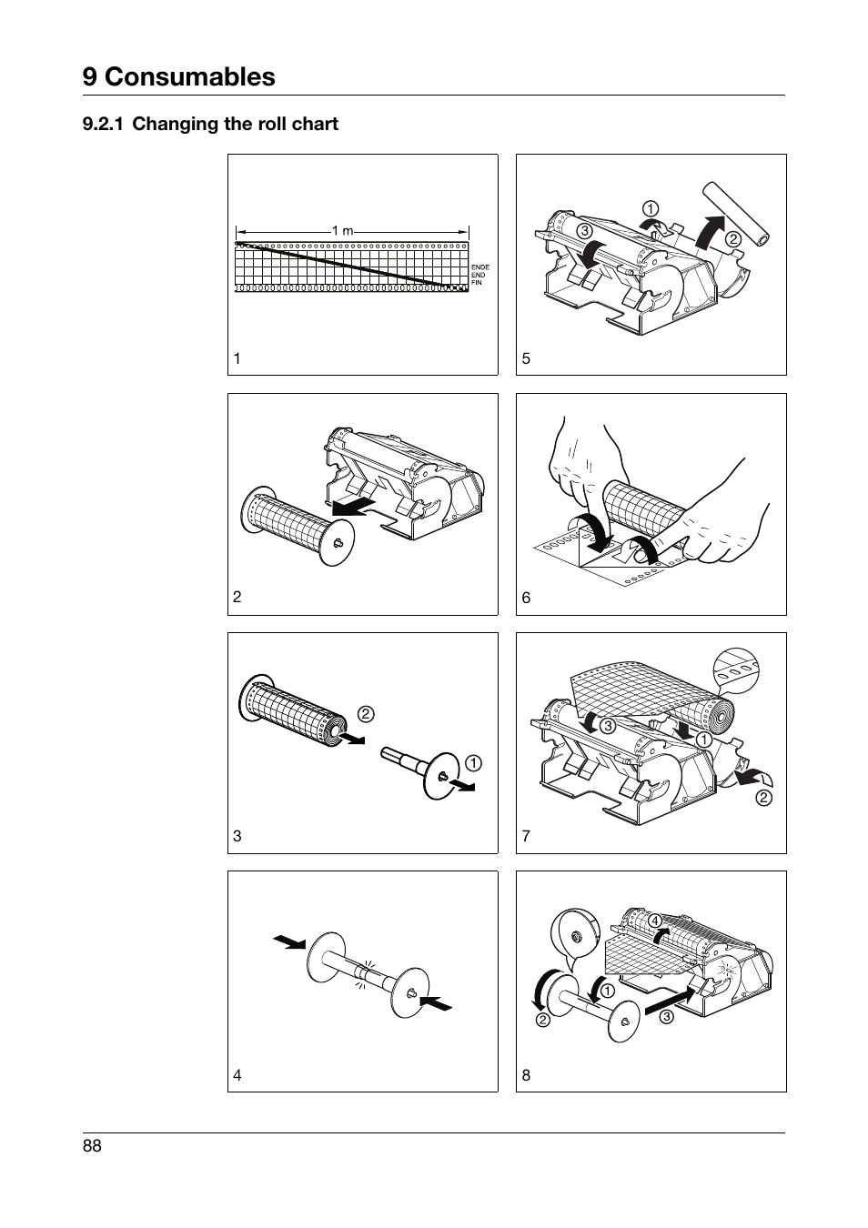1 changing the roll chart, 9 consumables | JUMO 706030 LOGOPRINT 500 Printing Recorder Operating Manual User Manual | Page 88 / 116