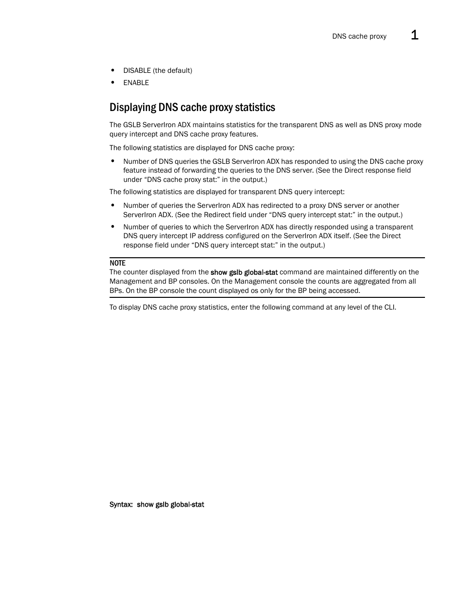 Displaying dns cache proxy statistics | Brocade Communications Systems ServerIron ADX 12.4.00 User Manual | Page 105 / 267