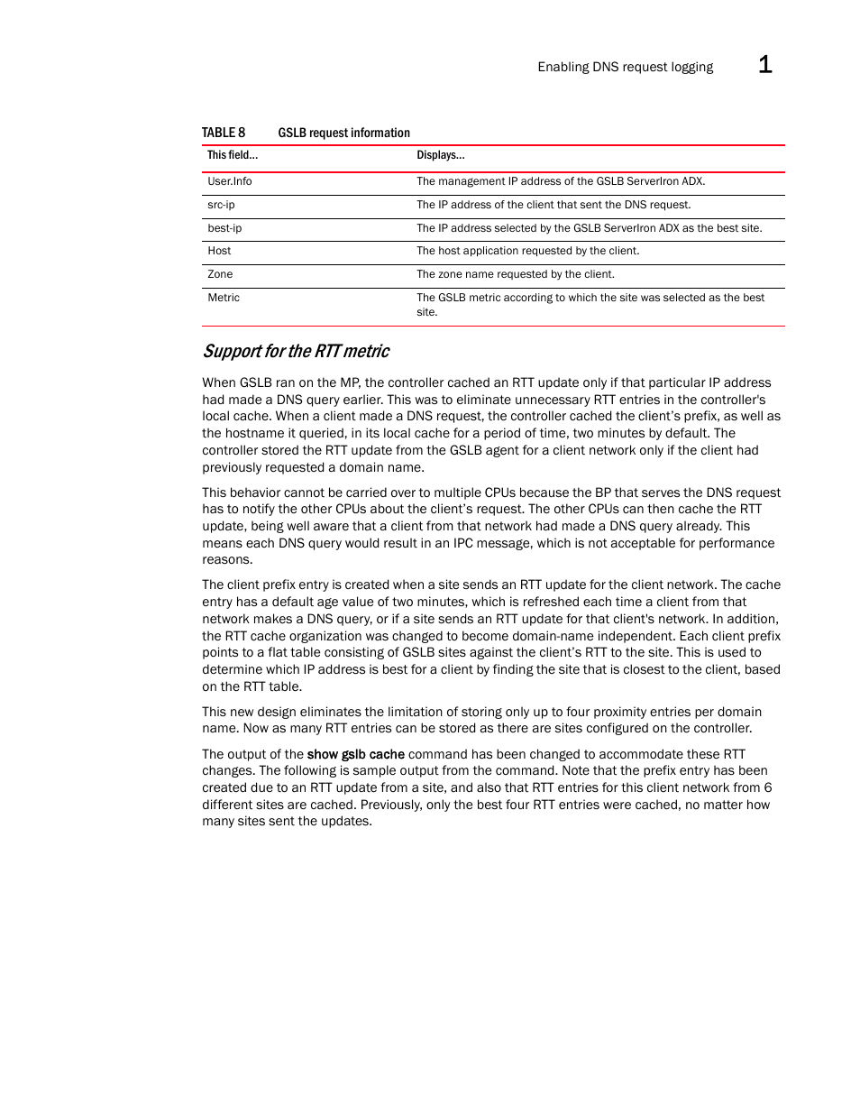 Support for the rtt metric | Brocade Communications Systems ServerIron ADX 12.4.00 User Manual | Page 115 / 267