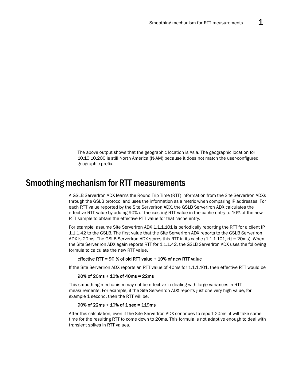 Smoothing mechanism for rtt measurements | Brocade Communications Systems ServerIron ADX 12.4.00 User Manual | Page 145 / 267