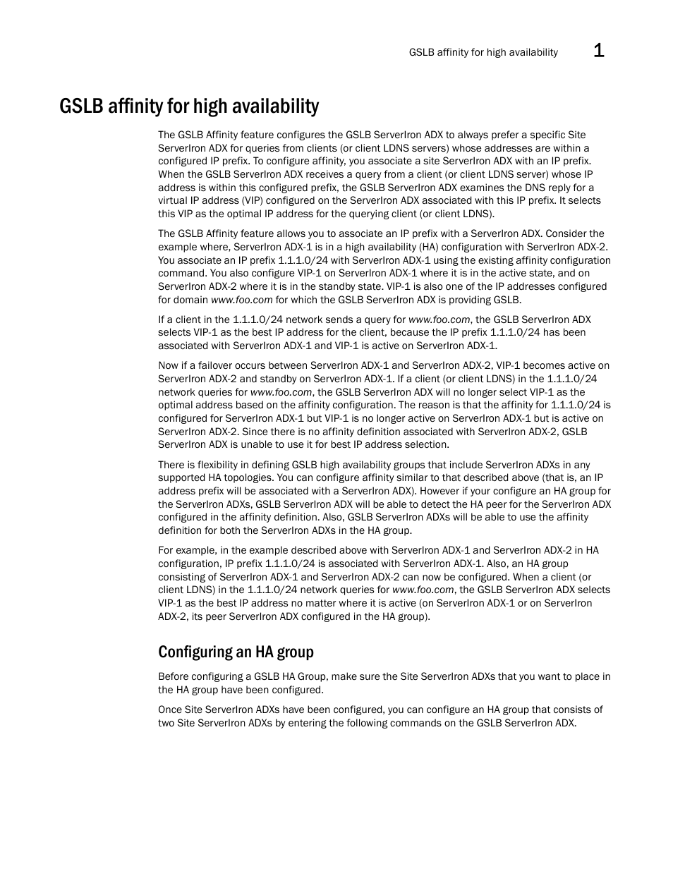 Gslb affinity for high availability, Configuring an ha group | Brocade Communications Systems ServerIron ADX 12.4.00 User Manual | Page 169 / 267