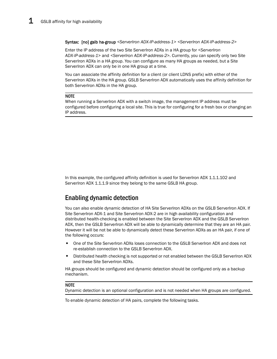 Enabling dynamic detection | Brocade Communications Systems ServerIron ADX 12.4.00 User Manual | Page 170 / 267