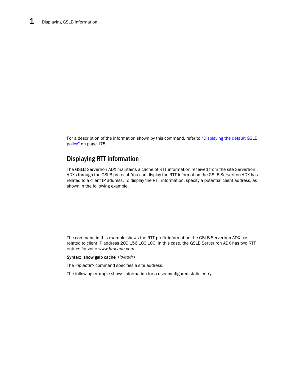 Displaying rtt information | Brocade Communications Systems ServerIron ADX 12.4.00 User Manual | Page 190 / 267