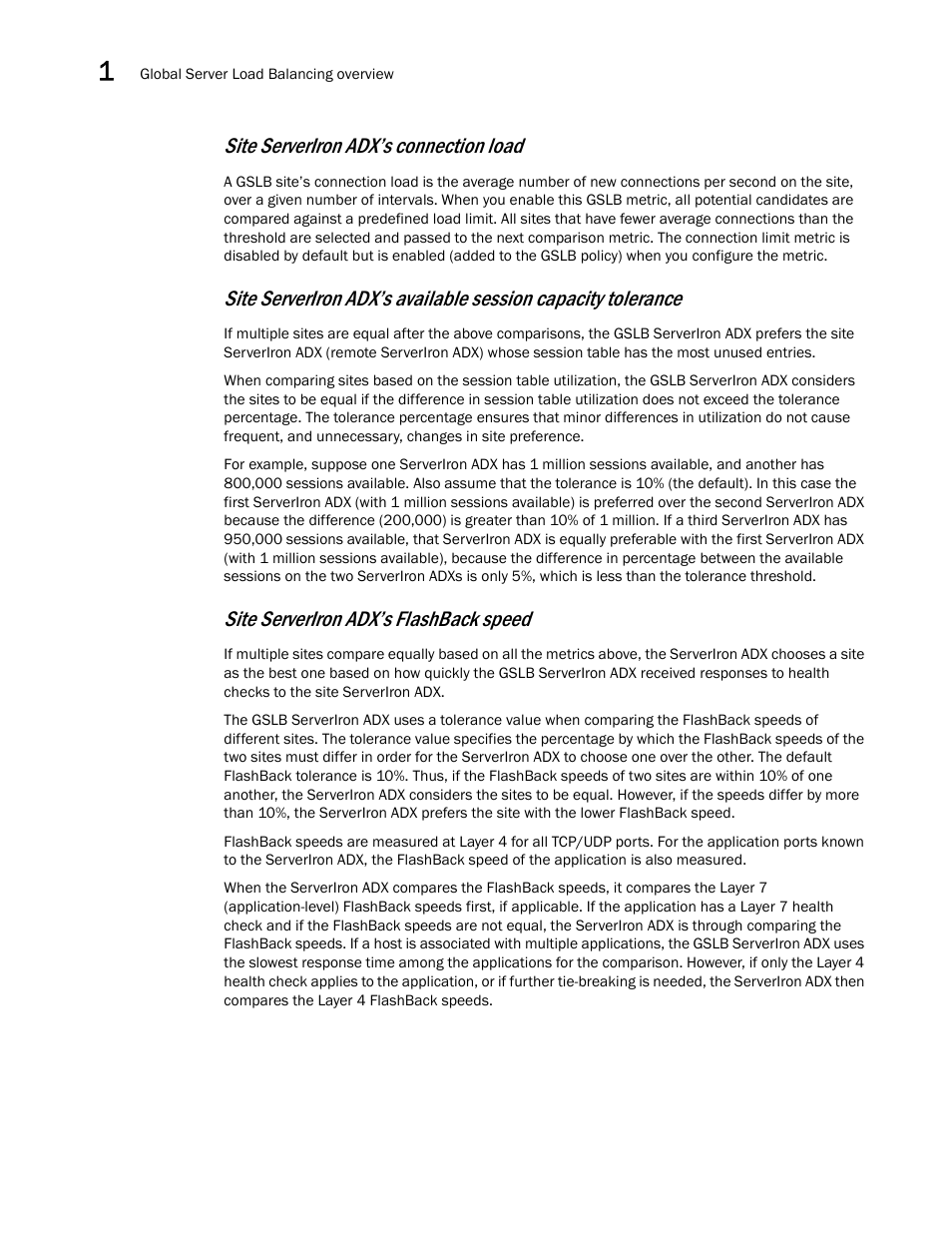 Site serveriron adx’s connection load, Site serveriron adx’s flashback speed | Brocade Communications Systems ServerIron ADX 12.4.00 User Manual | Page 22 / 267