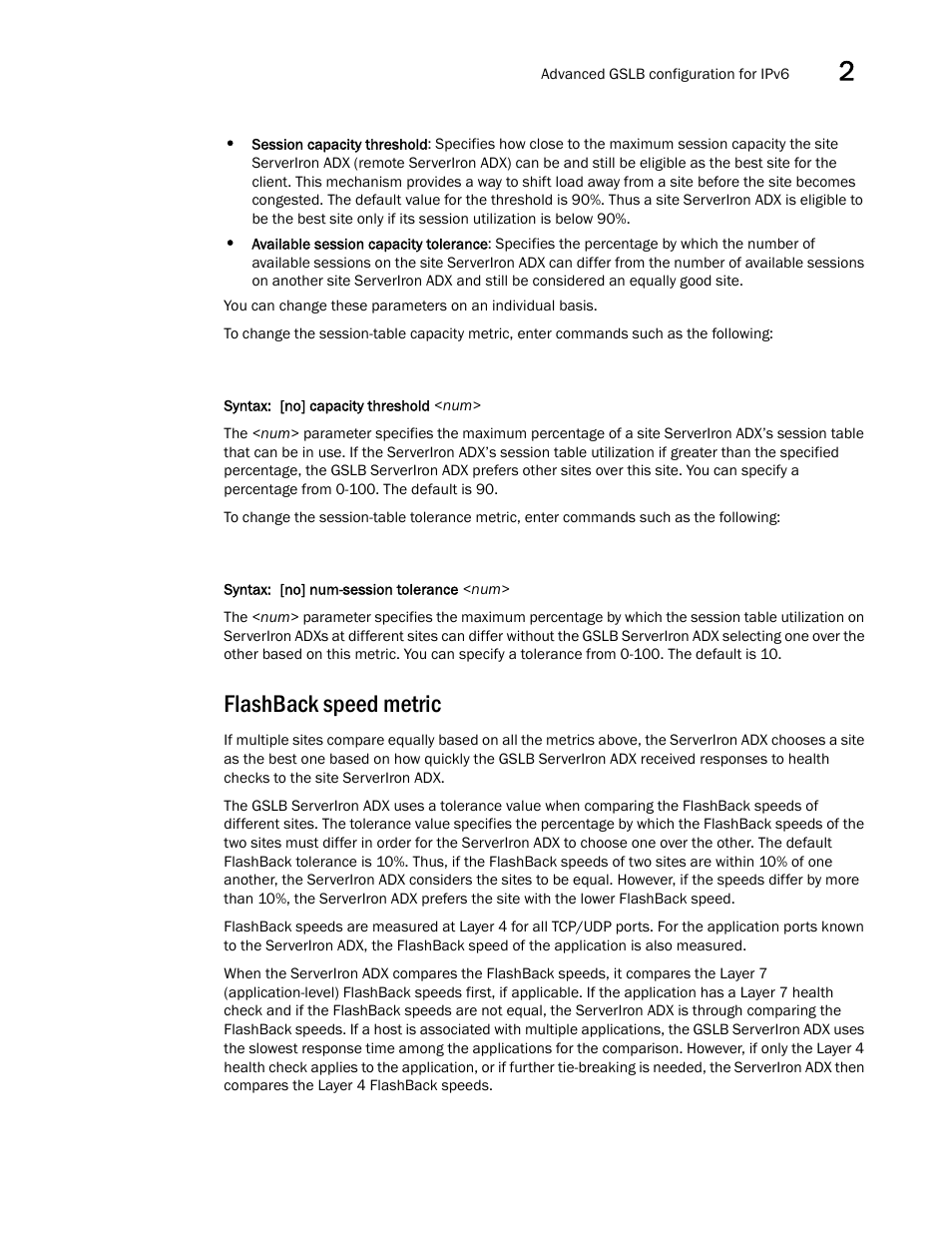 Flashback speed metric | Brocade Communications Systems ServerIron ADX 12.4.00 User Manual | Page 231 / 267