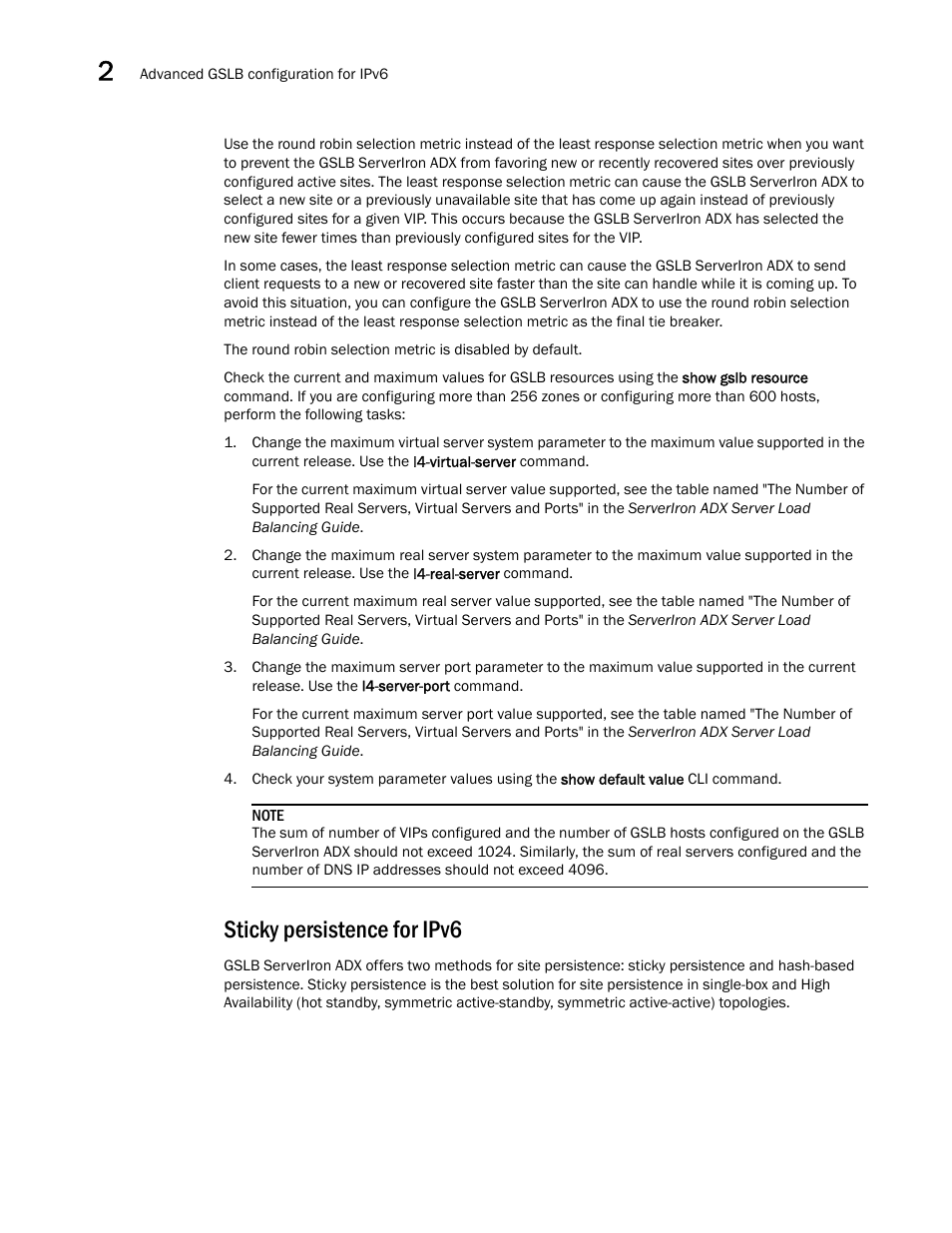 Sticky persistence for ipv6 | Brocade Communications Systems ServerIron ADX 12.4.00 User Manual | Page 234 / 267