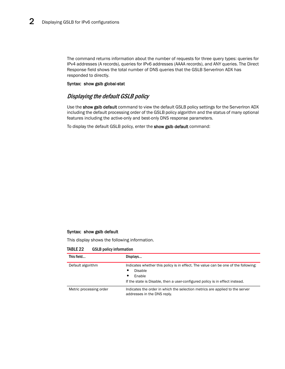 Displaying the default gslb policy | Brocade Communications Systems ServerIron ADX 12.4.00 User Manual | Page 244 / 267