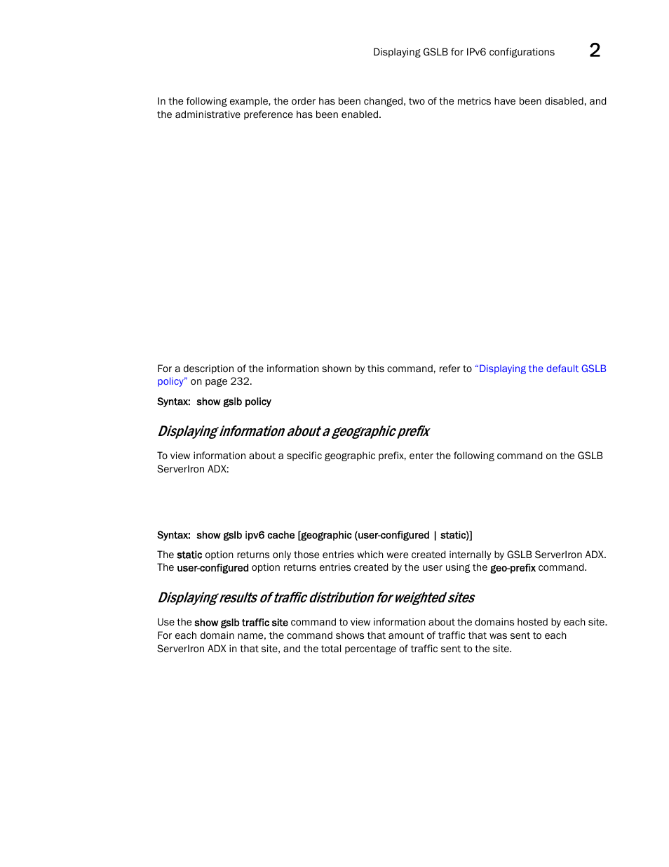 Displaying information about a geographic prefix | Brocade Communications Systems ServerIron ADX 12.4.00 User Manual | Page 247 / 267