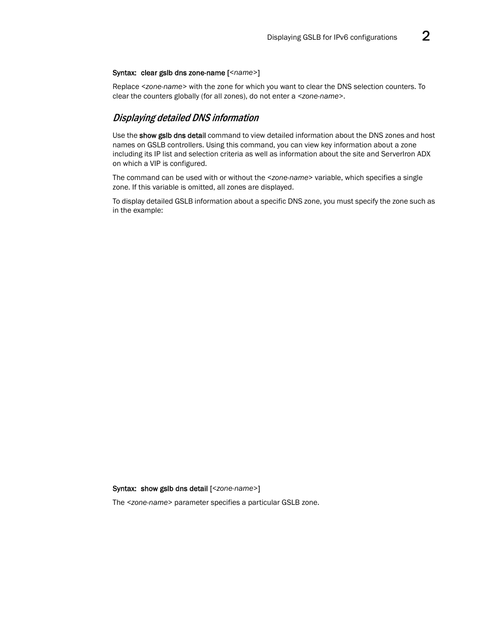 Displaying detailed dns information | Brocade Communications Systems ServerIron ADX 12.4.00 User Manual | Page 253 / 267