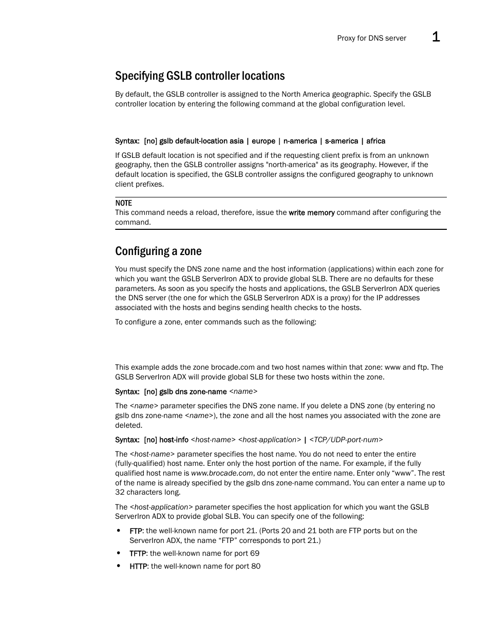 Specifying gslb controller locations, Configuring a zone | Brocade Communications Systems ServerIron ADX 12.4.00 User Manual | Page 33 / 267