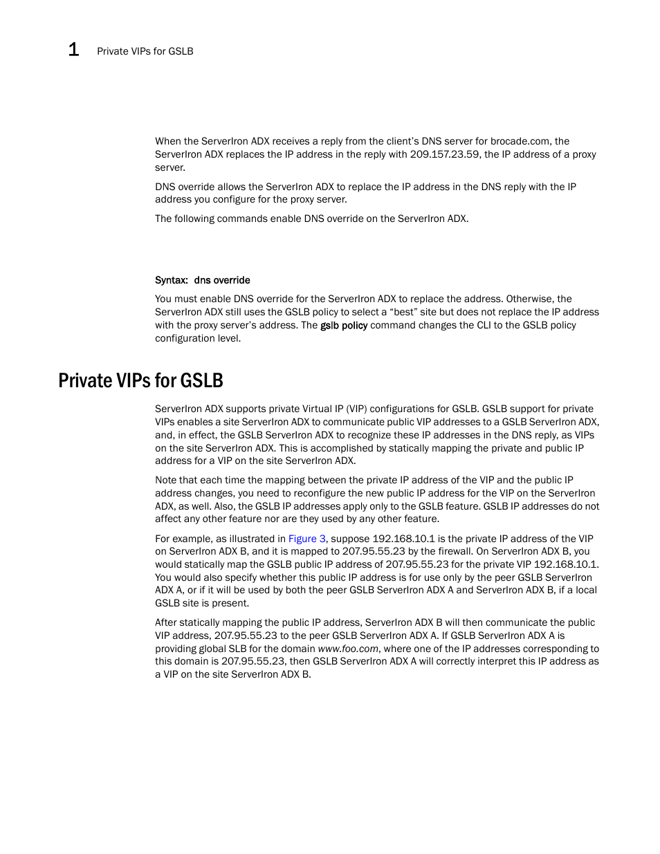 Private vips for gslb | Brocade Communications Systems ServerIron ADX 12.4.00 User Manual | Page 38 / 267