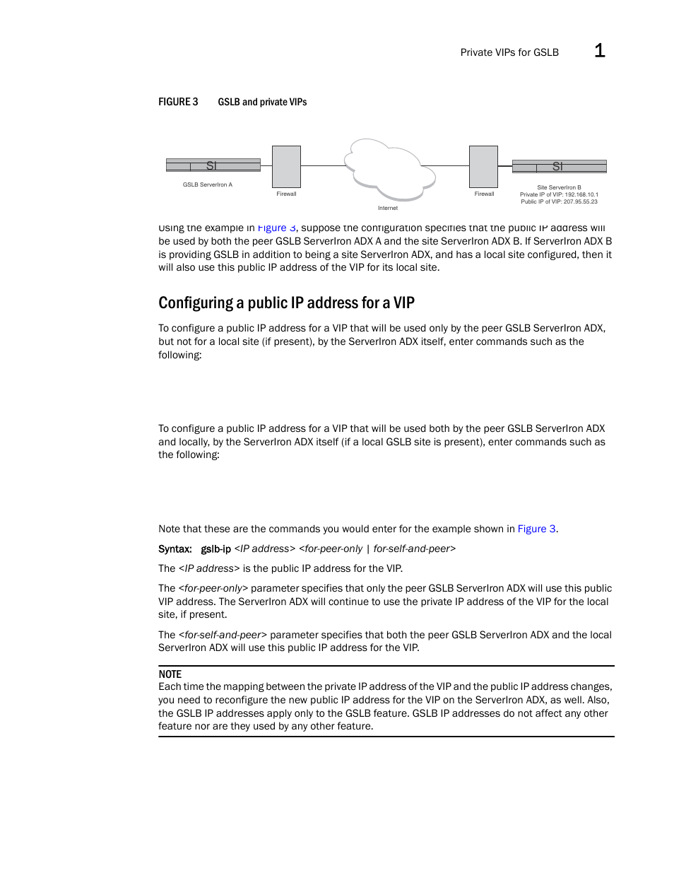 Configuring a public ip address for a vip | Brocade Communications Systems ServerIron ADX 12.4.00 User Manual | Page 39 / 267