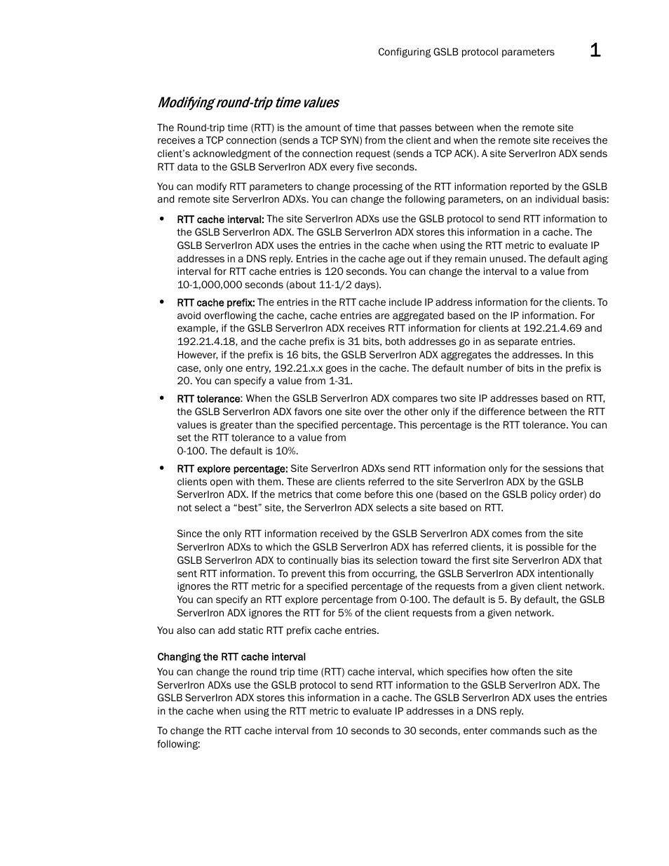 Modifying round-trip time values | Brocade Communications Systems ServerIron ADX 12.4.00 User Manual | Page 65 / 267