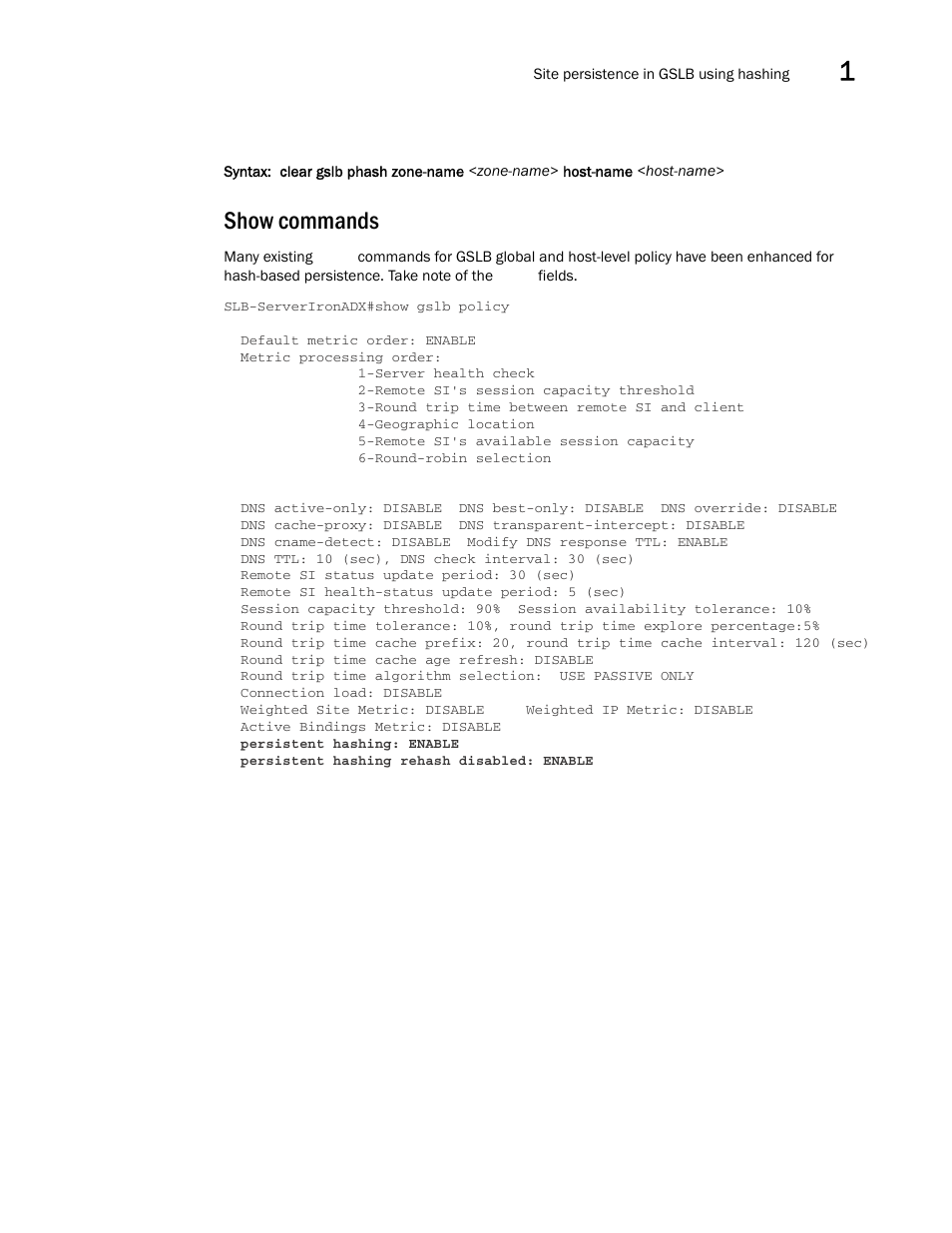 Show commands | Brocade Communications Systems ServerIron ADX 12.4.00 User Manual | Page 87 / 267
