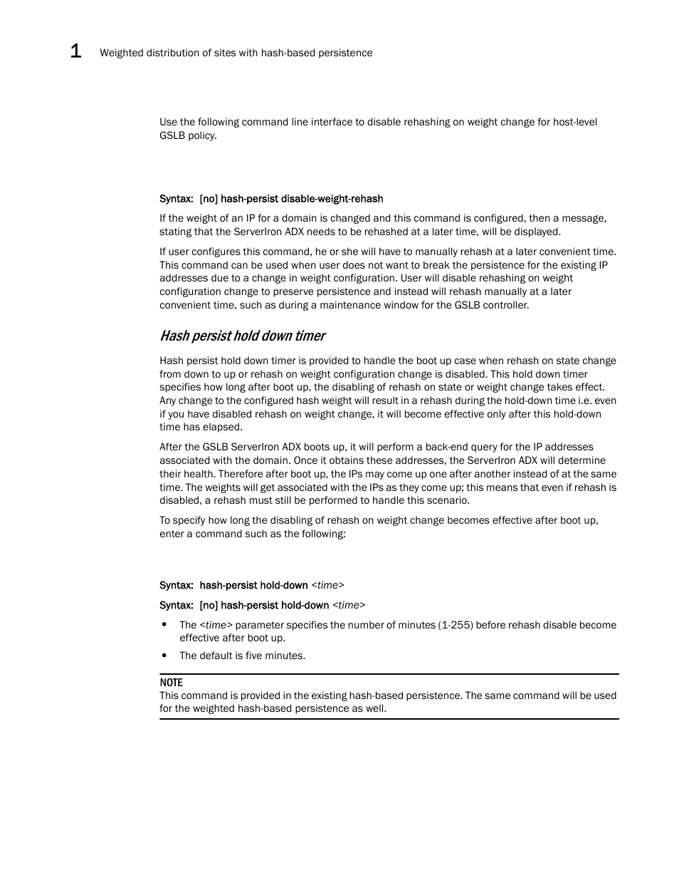 Hash persist hold down timer | Brocade Communications Systems ServerIron ADX 12.4.00 User Manual | Page 94 / 267