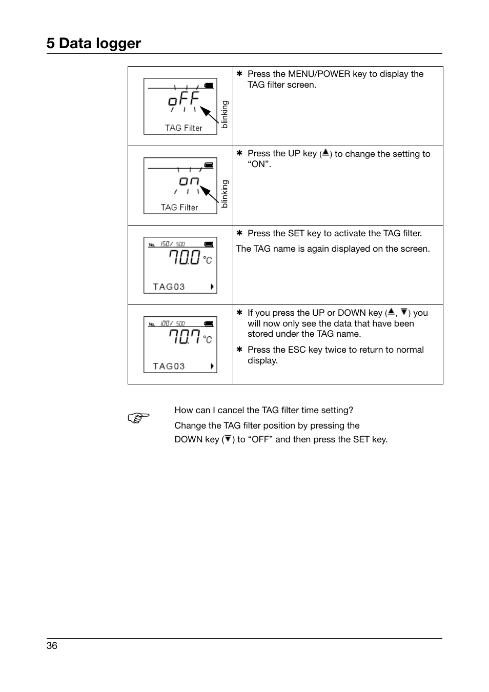 5 data logger | JUMO 702540 TDA-300 / TDA-3000 - Handheld thermometer Operating Manual User Manual | Page 36 / 68